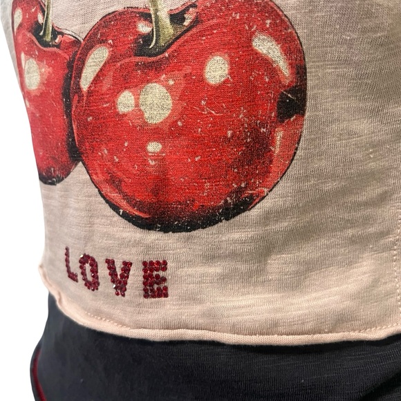 Chic Cherry Print Sleeveless Tank Muscle Tee, large, gray, pink, red NEW trendy - Picture 13 of 13